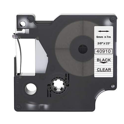 Dymo 40910 kompatibel labeltape sort på klar 9mm