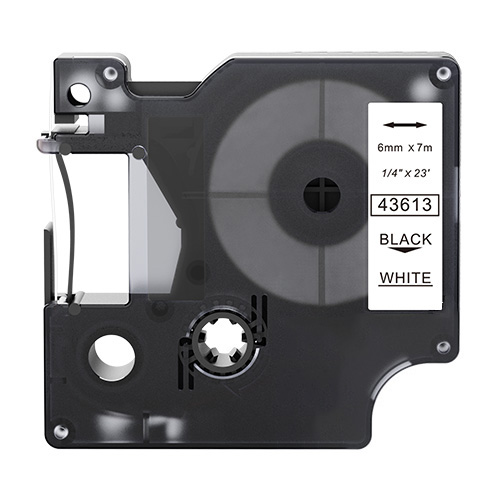 Dymo 43613 kompatibel labeltape sort på hvid 6mm