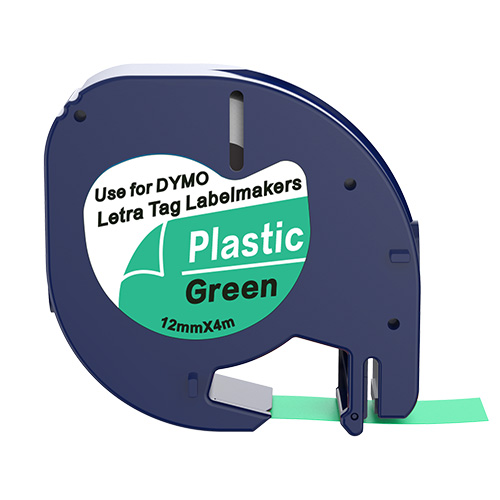 Dymo 91204 kompatibel labeltape sort på grøn 12mm