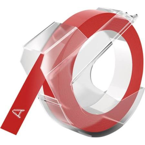 Dymo S0898150 kompatibel labeltape hvid på rød 9mm