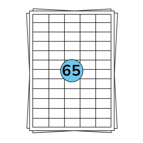 A4 etiketark 38 x 21 mm, 6.500 etiketter