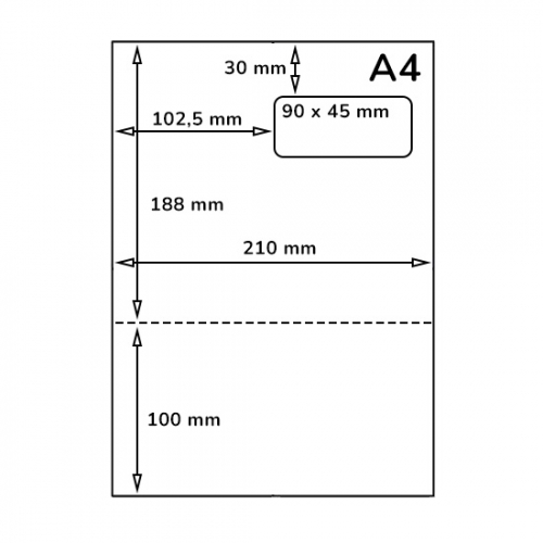A4 følgeseddel / returetiket met adresetiket, 90 x 45 mm, 100 ark