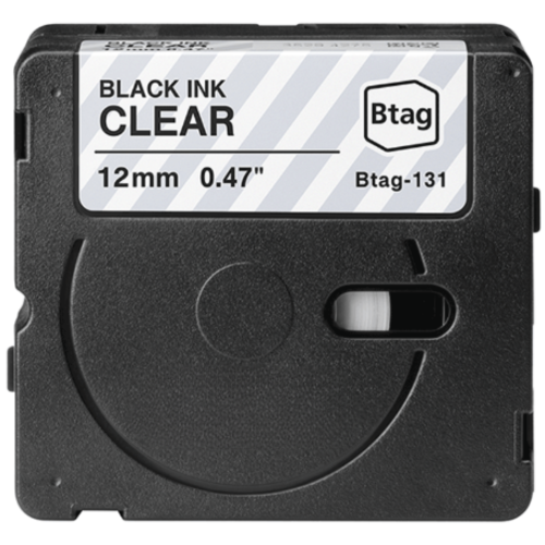Mærketape kompatibel med Brother Btag-131 sort på klar 12mm