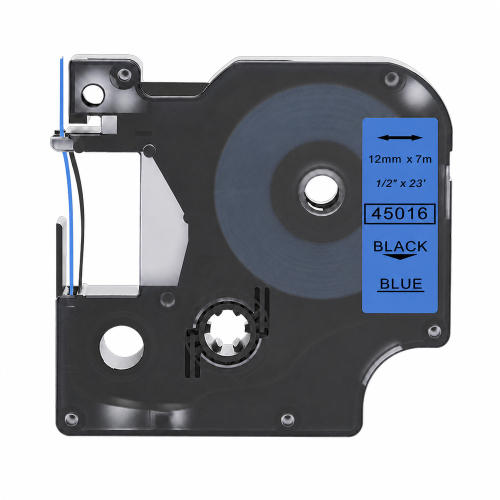 Dymo 45016 kompatibel labeltape sort på blå 12mm