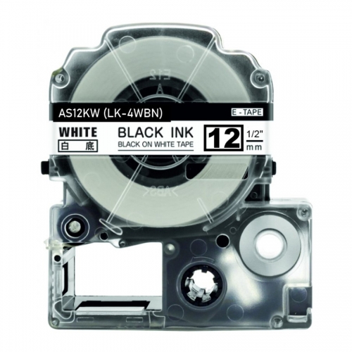 Epson LK-4WBN kompatibel labeltape sort på hvid 12mm