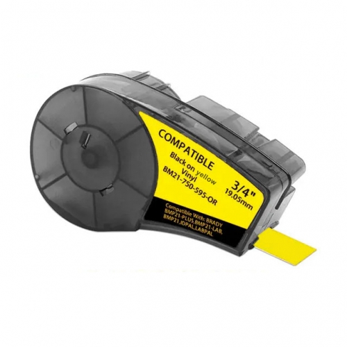 Brady M21-750-595-YL kompatibel labeltape sort på gul 19,1mm