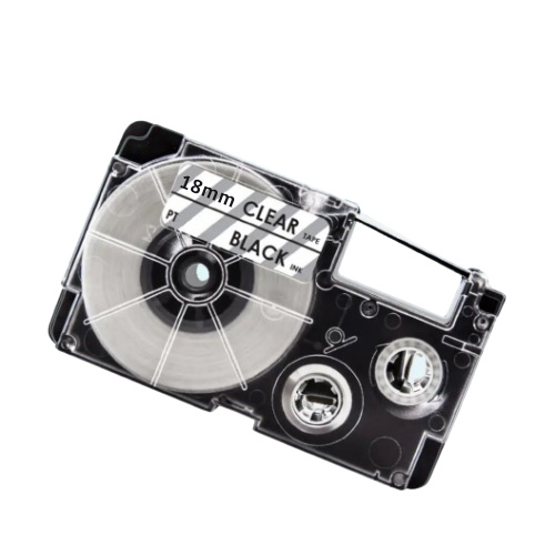 Casio XR-18X kompatibel labeltape sort på klar 18mm